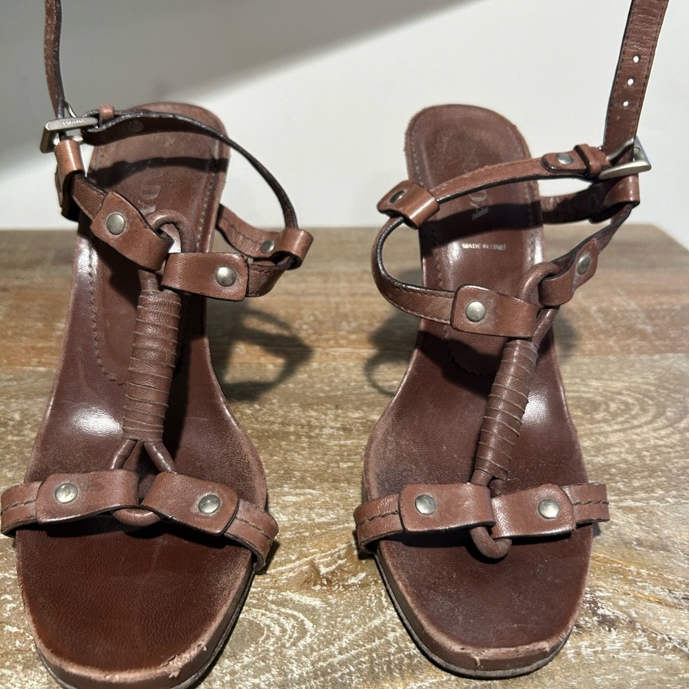 Prada Brown Leather Sandals